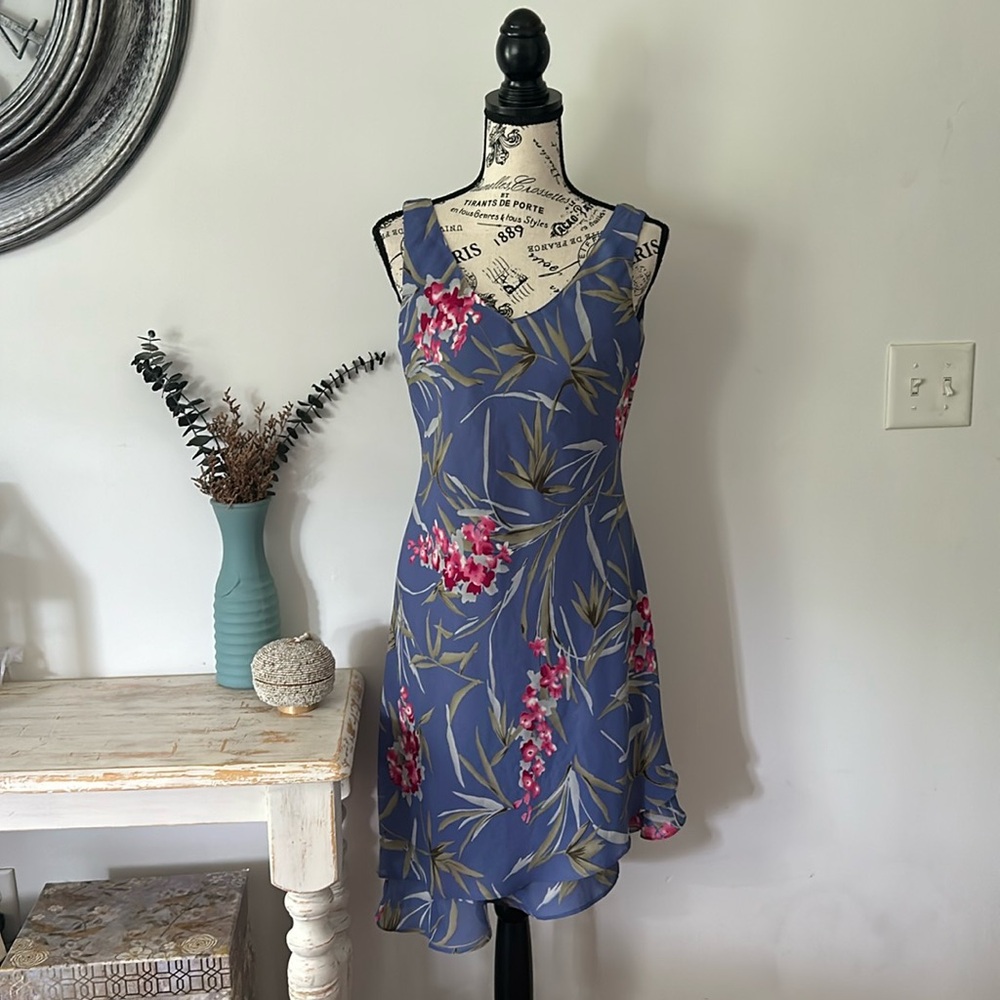 Vintage Y2K Ronni Nicole Petite Floral Assymetrical Dress Women's size 8